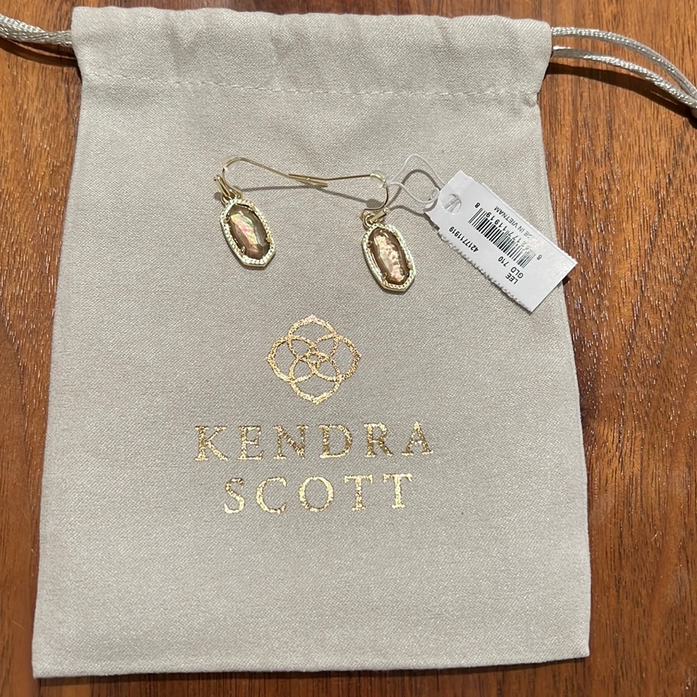 Lee Gold Drop Earrings in Rose Quartz